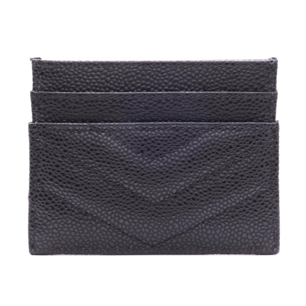 NWT BETTER LEATHER Quilted Chevron Black Card Holder Compact Wallet